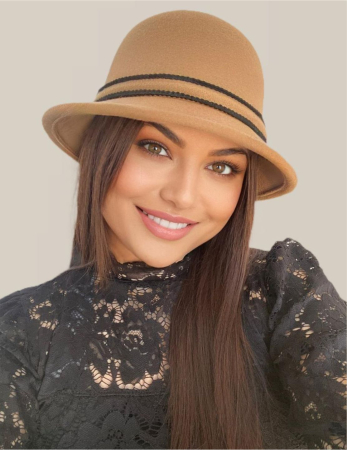 Palarie dama cu boruri delicate si funda luxurianta MISS ALISS (MARO cappuccino) - marime unica, reglabila [1]