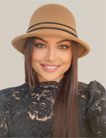 Palarie dama cu boruri delicate si funda luxurianta MISS ALISS (MARO cappuccino) - marime unica, reglabila [2]