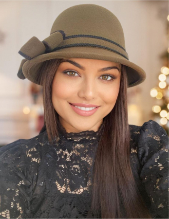 Palarie dama cu boruri delicate si funda luxurianta MISS ALISS (KAKI) - marime unica, reglabila [1]