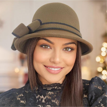 Palarie dama cu boruri delicate si funda luxurianta MISS ALISS (KAKI) - marime unica, reglabila [2]