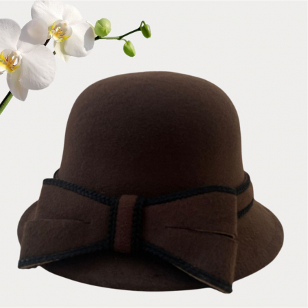 Palarie dama cu boruri delicate si funda luxurianta MISS ALISS (MARO mahon) - marime unica, reglabila [3]