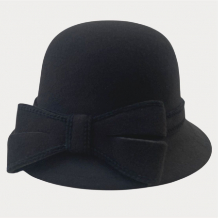 Palarie dama cu boruri delicate si funda luxurianta MISS ALISS (NEGRU) - marime unica, reglabila [3]