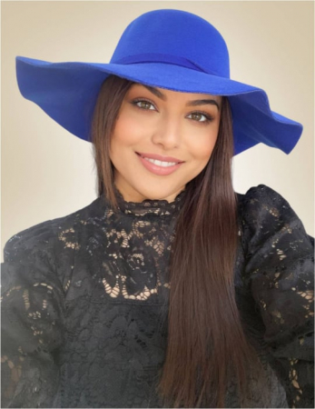 PALARII dama ELEGANTE - Palarie dama cu boruri mari MISS ROMA (ALBASTRU) - marime unica, reglabila