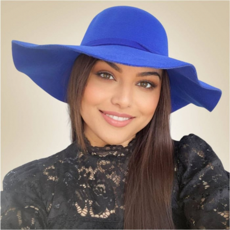 Palarie dama cu boruri mari MISS ROMA (ALBASTRU) - marime unica, reglabila [1]