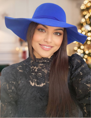 PALARII CHIC - Palarie dama cu boruri mari MISS ROMA (ALBASTRU) - marime unica, reglabila