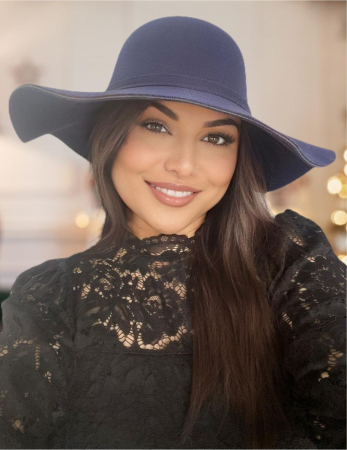 PALARII CHIC - Palarie dama cu boruri mari MISS ROMA (BLEUMARIN) - marime unica, reglabila