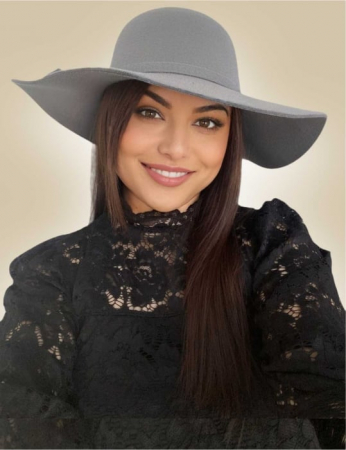 PALARII dama ELEGANTE - Palarie dama cu boruri mari MISS ROMA (GRI deschis) - marime unica, reglabila