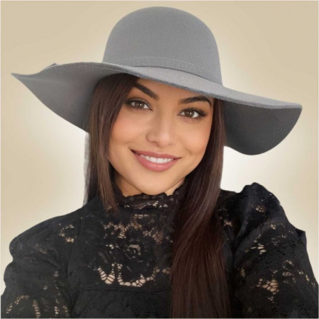 Palarie dama cu boruri mari MISS ROMA (GRI deschis) - marime unica, reglabila [1]