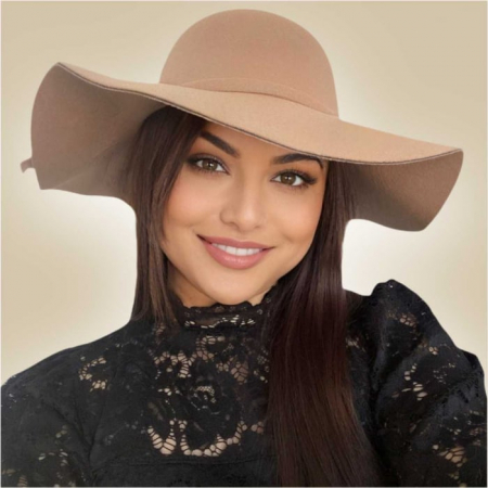 Palarie dama cu boruri mari MISS ROMA (MARO cappuccino) - marime unica, reglabila [1]