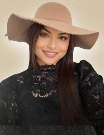 PALARII dama ELEGANTE - Palarie dama cu boruri mari MISS ROMA (MARO cappuccino) - marime unica, reglabila