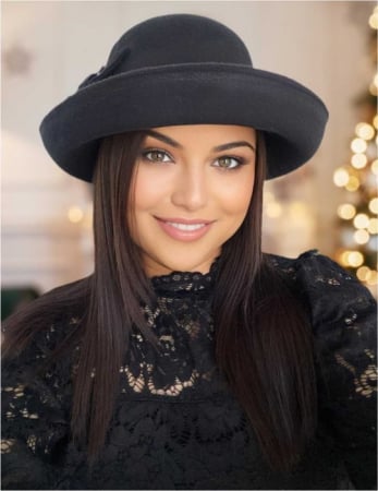 PALARII TOAMNA - Palarie dama cu boruri mari si elegante si decor luxuriant GLORIOSSA (NEGRU) - marime unica, reglabila