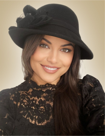 Palarie dama cu boruri mici si decor luxuriant MISS ELEGANCE (NEGRU) - marime unica, reglabila [1]