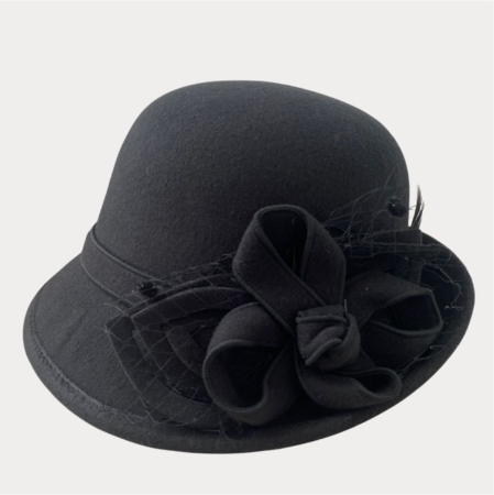 Palarie dama cu boruri mici si decor luxuriant MISS ELEGANCE (NEGRU) - marime unica, reglabila [3]