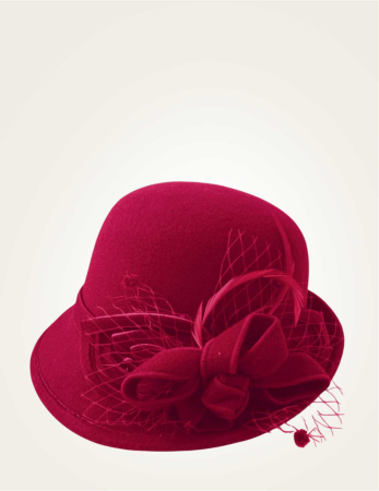 Palarie dama cu boruri mici si decor luxuriant MISS ELEGANCE (GRENA trandafiriu) - marime unica, reglabila [4]