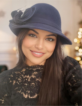 PALARII dama BLEUMARIN - Palarie dama cu boruri mici si decor luxuriant MISS ELEGANCE (BLEUMARIN) - marime unica, reglabila