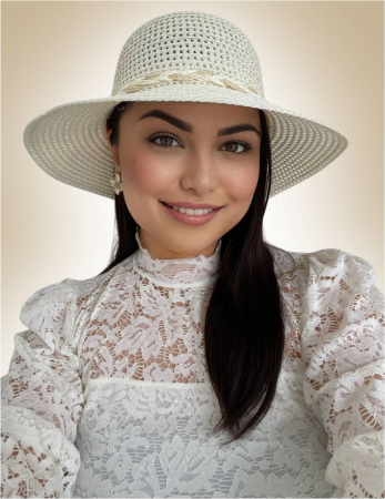 Palarie dama de lux cu boruri rotunde medii SIDONIA LUX (CREM) - marime unica, reglabila [1]