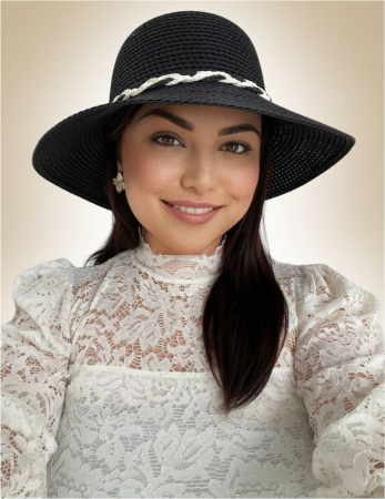Palarie dama de lux cu boruri rotunde medii SIDONIA LUX (NEGRU) - marime unica, reglabila [1]