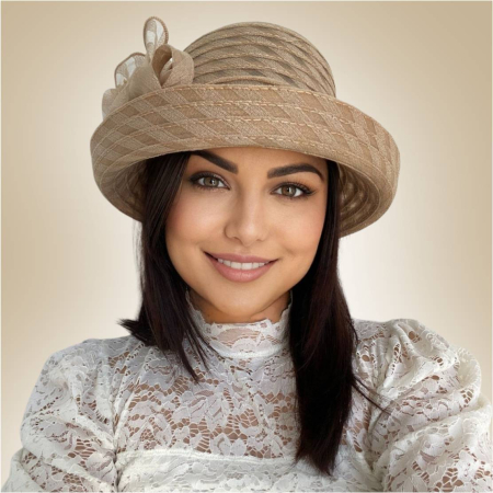Palarie dama de lux din dantela cu boruri rulate Carla Lux (MARO) - marime unica, reglabila [3]