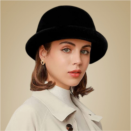 Cele mai vandute - Palarie dama din fetru fin PRINCIPESA (NEGRU) - marime unica, reglabila