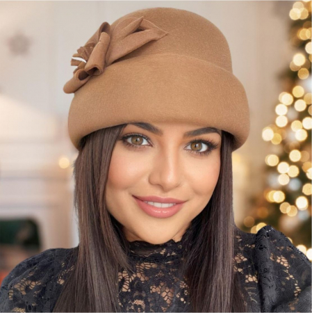 Palarie dama din fetru lux tip toca MISS MAGIC (MARO cappuccino) - marime unica, reglabila [4]