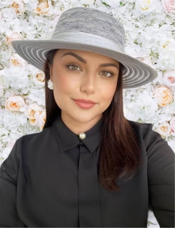 NOUTATI-PALARII SOARE - Palarie dama organza  SOFIA CHIC gri, reglabila