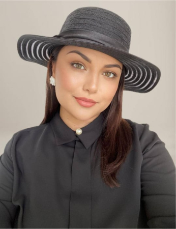 Palarie dama organza SOFIA CHIC negru, reglabila [2]