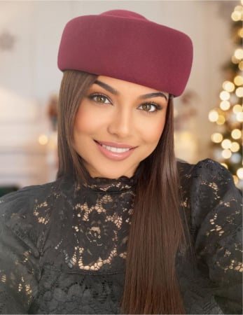 TOCI elegante din fetru lux 100% lana - Palarie dama tip toca din fetru lux CONTESA LUX (GRENA) - marime unica, reglabila