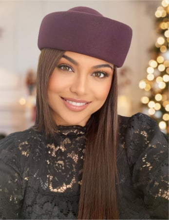 TOCI elegante din fetru lux 100% lana - Palarie dama tip toca din fetru lux CONTESA LUX (GRENA prunia) - marime unica, reglabila