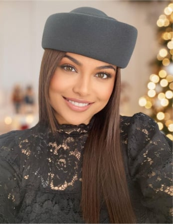 TOCI elegante din fetru lux 100% lana - Palarie dama tip toca din fetru lux CONTESA LUX (GRI inchis) - marime unica, reglabila