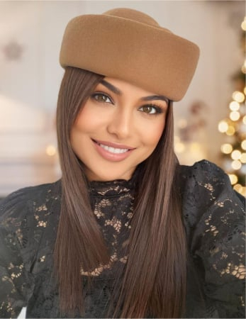 TOCI elegante din fetru lux 100% lana - Palarie dama tip toca din fetru lux CONTESA LUX (MARO cappuccino) - marime unica, reglabila