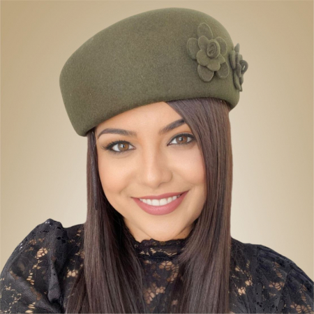 Palarie dama tip toca din fetru lux MARCHIZA LUX (KAKI) - marime unica, reglabila [2]