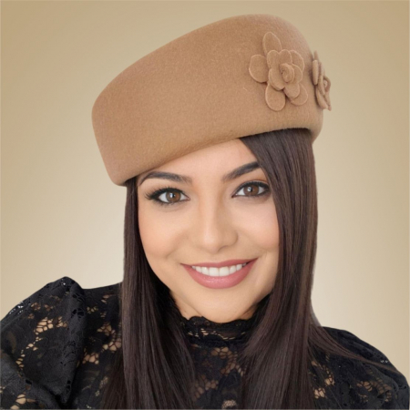 Palarie dama tip toca din fetru lux MARCHIZA LUX (MARO cappuccino) - marime unica, reglabila [1]