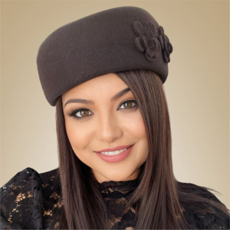 Palarie dama tip toca din fetru lux MARCHIZA LUX (MARO mahon) - marime unica, reglabila [1]