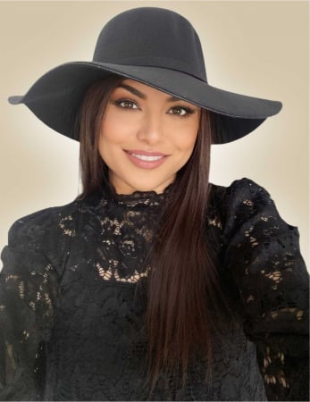 Palarii dama cu boruri mari MISS ROMA (NEGRU) - marime unica, reglabila [1]