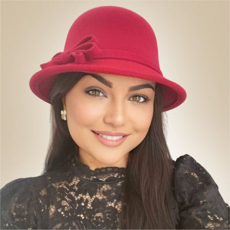 Palarie de dama cu boruri rotunde MONALISA (GRENA) - marime unica, reglabila [1]