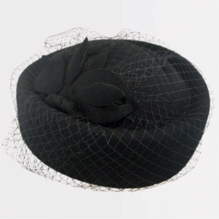 Palarie de dama din fetru lux tip toca cu voaleta MISS PARIS (NEGRU + 4 culori) - marime unica, reglabila [5]