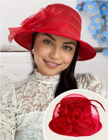 NOUTATI-PALARII SOARE - Palarie de soare de lux Coralia Lux  (ROSU) - marime unica, reglabila