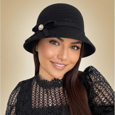 Palarie de soare de lux cu boruri mic SCARLET Lady (NEGRU) - marime unica, reglabila [2]