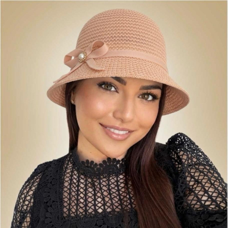 Palarie de soare de lux cu boruri mic SCARLET Lady (ROZ pudra) - marime unica, reglabila [2]
