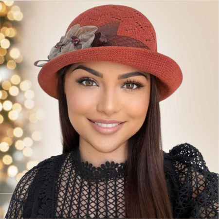 Palarie de soare de lux cu boruri mici ROSA LUX (CARAMIZIU) - marime unica, reglabila, pliabila [3]