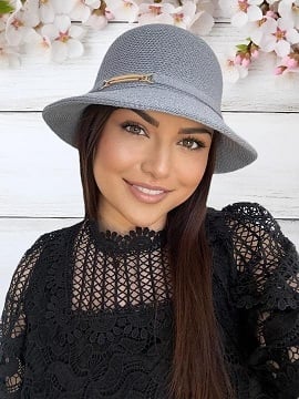 NOUTATI-PALARII SOARE - Palarie de soare de lux cu boruri rotunde mici ADORIA LUX (GRI perlat) - marime unica, reglabila