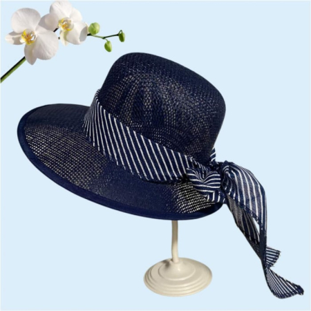 Palarie de soare de lux cu boruri tip sepcuta COCHETTE LUX (BLEUMARIN) - marime unica, reglabila [3]