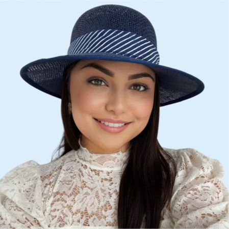 Palarie de soare de lux cu boruri tip sepcuta COCHETTE LUX (BLEUMARIN) - marime unica, reglabila [2]