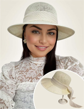 Palarie de soare de lux cu boruri tip sepcuta COCHETTE LUX (CREM deschis) - marime unica, reglabila [1]