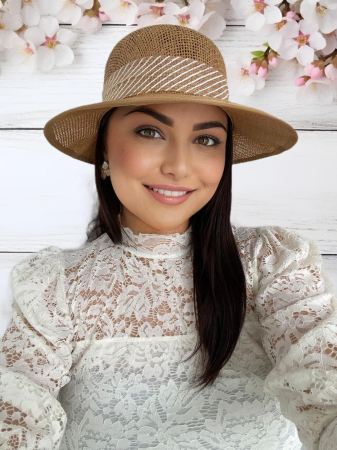 Palarie de soare de lux cu boruri tip sepcuta COCHETTE LUX (MARO aramiu) - marime unica, reglabila [0]