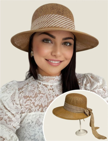 Palarie de soare de lux cu boruri tip sepcuta COCHETTE LUX (MARO aramiu) - marime unica, reglabila [1]