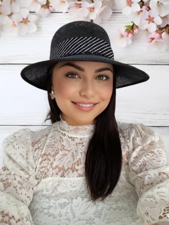 Palarie de soare de lux cu boruri tip sepcuta COCHETTE LUX (NEGRU) - marime unica, reglabila [0]