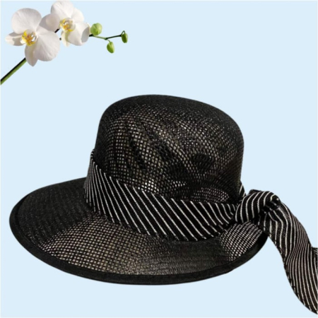 Palarie de soare de lux cu boruri tip sepcuta COCHETTE LUX (NEGRU) - marime unica, reglabila [4]
