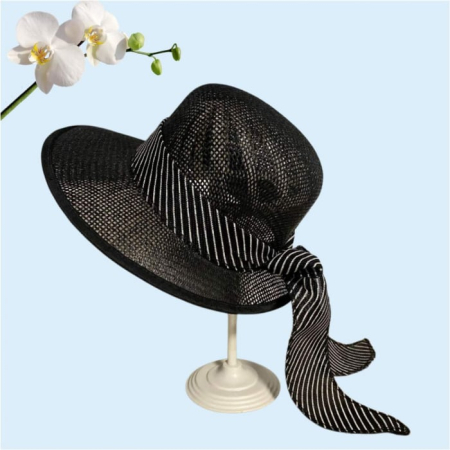 Palarie de soare de lux cu boruri tip sepcuta COCHETTE LUX (NEGRU) - marime unica, reglabila [3]