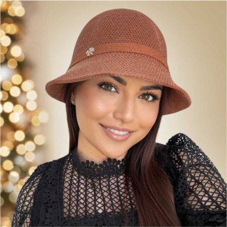 Palarie de soare de lux cu boruri tip sepcuta SCARLET LUX (MARO aramiu) - marime unica, reglabila [3]